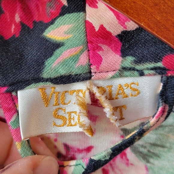 Vintage Robe Floral Print Victoria's Secret Cotton Belt P/S Long Wrap Pockets - Picture 5 of 16